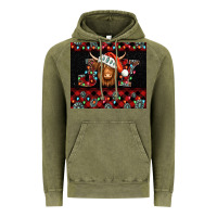 Vintage Olive joy shaggy cow christmas Vintage Hoodie - Jasminsmagicworld