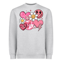 Heather Grey retro valentines day Heavyweight Sweatshirt - MaliasSmallBusiness