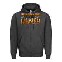 Charcoal Heather she works hard for the honey Zipper Hoodie - Artiststas