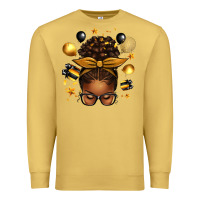 Antique Gold new year's eve afro messy bun Premium Sweatshirt - texasbilliewilder