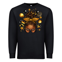 Black new year's eve afro messy bun Premium Sweatshirt - texasbilliewilder