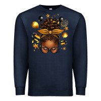 Navy new year's eve afro messy bun Premium Sweatshirt - texasbilliewilder