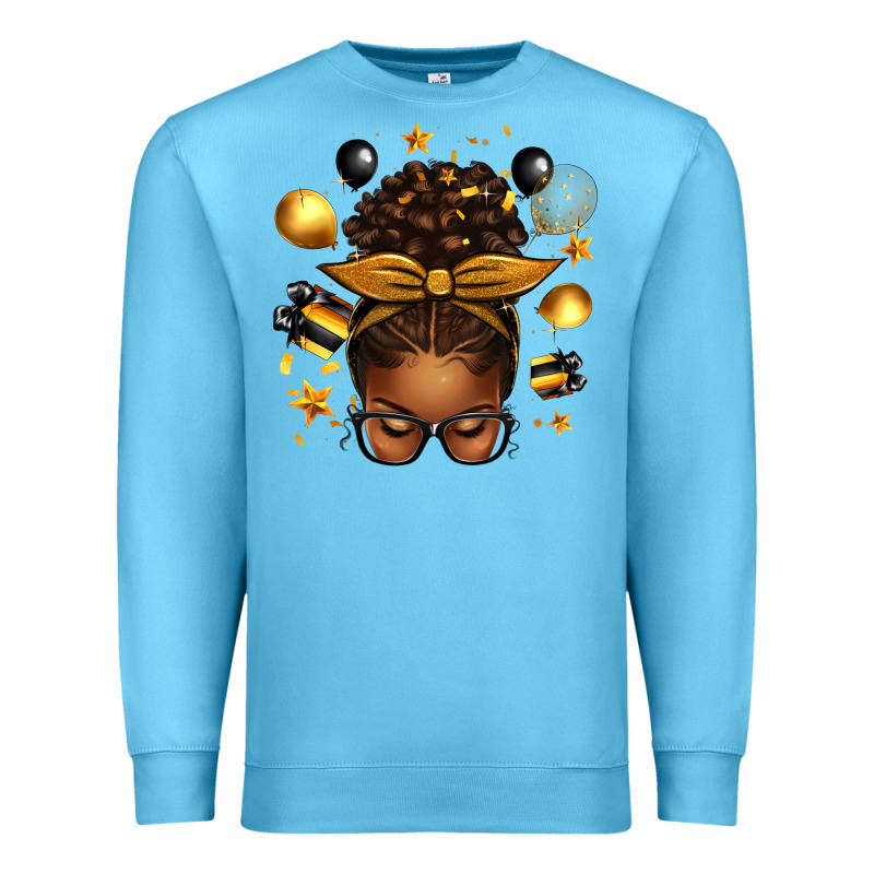 New Year's Eve Afro Messy Bun Premium Sweatshirt by texasbilliewilder | Teevron