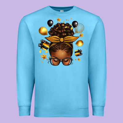 New Year's Eve Afro Messy Bun Premium Sweatshirt Designed By Texasbilliewilder
