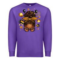Purple new year's eve afro messy bun Premium Sweatshirt - texasbilliewilder