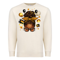 Sandshell new year's eve afro messy bun Premium Sweatshirt - texasbilliewilder