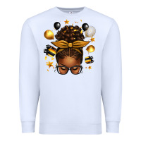 White new year's eve afro messy bun Premium Sweatshirt - texasbilliewilder