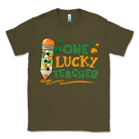 Army Green one lucky teacher Classic Tee - MaliasSmallBusiness