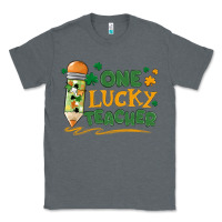 Charcoal Heather one lucky teacher Classic Tee - MaliasSmallBusiness