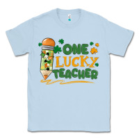 Dusty Blue one lucky teacher Classic Tee - MaliasSmallBusiness