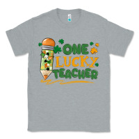 Heather Grey one lucky teacher Classic Tee - MaliasSmallBusiness