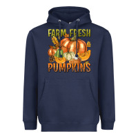 Navy Farm Fresh Pumpkins Heavyweight Hoodie - texasbilliewilder