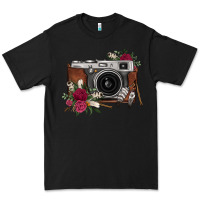 Black floral feather vintage camera Premium Tee - FaDigitalArtStudio