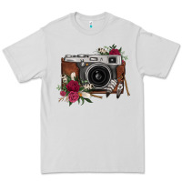 Dove Grey floral feather vintage camera Premium Tee - FaDigitalArtStudio