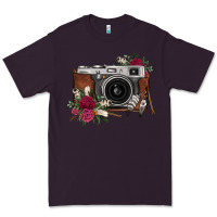 Plum floral feather vintage camera Premium Tee - FaDigitalArtStudio