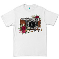 White floral feather vintage camera Premium Tee - FaDigitalArtStudio
