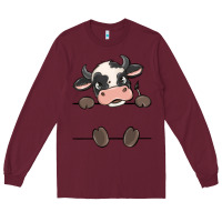 Burgundy custom cow Long Sleeve Tee - MaliasSmallBusiness