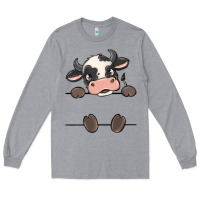 Heather Grey custom cow Long Sleeve Tee - MaliasSmallBusiness