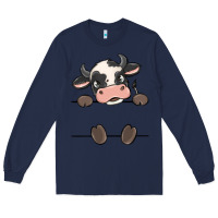 Navy custom cow Long Sleeve Tee - MaliasSmallBusiness