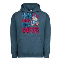 Pigment Midnight Navy Half Nurse Half Coffee Urban Hoodie - FaDigitalArtStudio