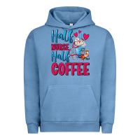 Pigment Pebble Blue Half Nurse Half Coffee Urban Hoodie - FaDigitalArtStudio