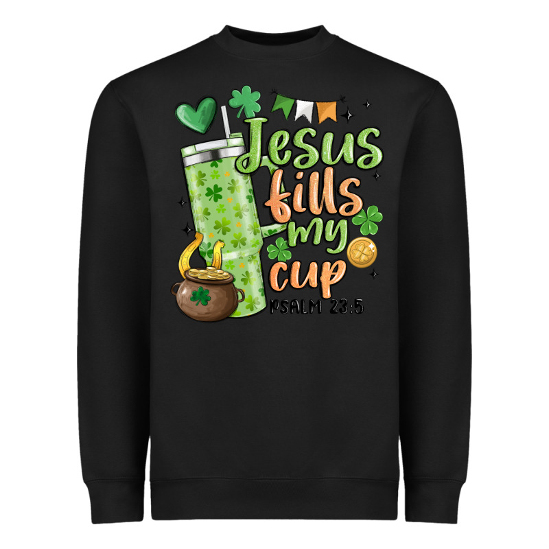 St. Patricks Day Jesus Fills My Cup Heavyweight Sweatshirt by MaliasSmallBusiness | Teevron