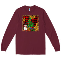 Burgundy snowman trees coaster Long Sleeve Tee - JahusDesignShop