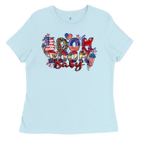 Baby Blue Boom boom baby 4th of july Ladies Tee - CowGirlArtShop
