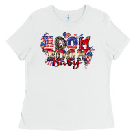 White Boom boom baby 4th of july Ladies Tee - CowGirlArtShop