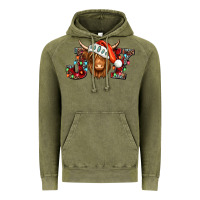 Vintage Olive joy christmas shaggy cow Vintage Hoodie - Jasminsmagicworld