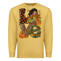Antique Gold Love Fall with afro woman Premium Sweatshirt - NancyCooperArtShop