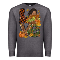 Charcoal Heather Love Fall with afro woman Premium Sweatshirt - NancyCooperArtShop