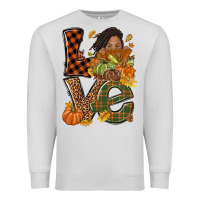 Dove Grey Love Fall with afro woman Premium Sweatshirt - NancyCooperArtShop