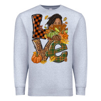 Heather Grey Love Fall with afro woman Premium Sweatshirt - NancyCooperArtShop