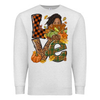 Oatmeal Heather Love Fall with afro woman Premium Sweatshirt - NancyCooperArtShop