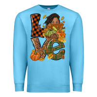 Ocean Blue Love Fall with afro woman Premium Sweatshirt - NancyCooperArtShop