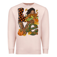 Pale Pink Love Fall with afro woman Premium Sweatshirt - NancyCooperArtShop