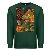 Love Fall With Afro Woman Premium Sweatshirt | Teevron