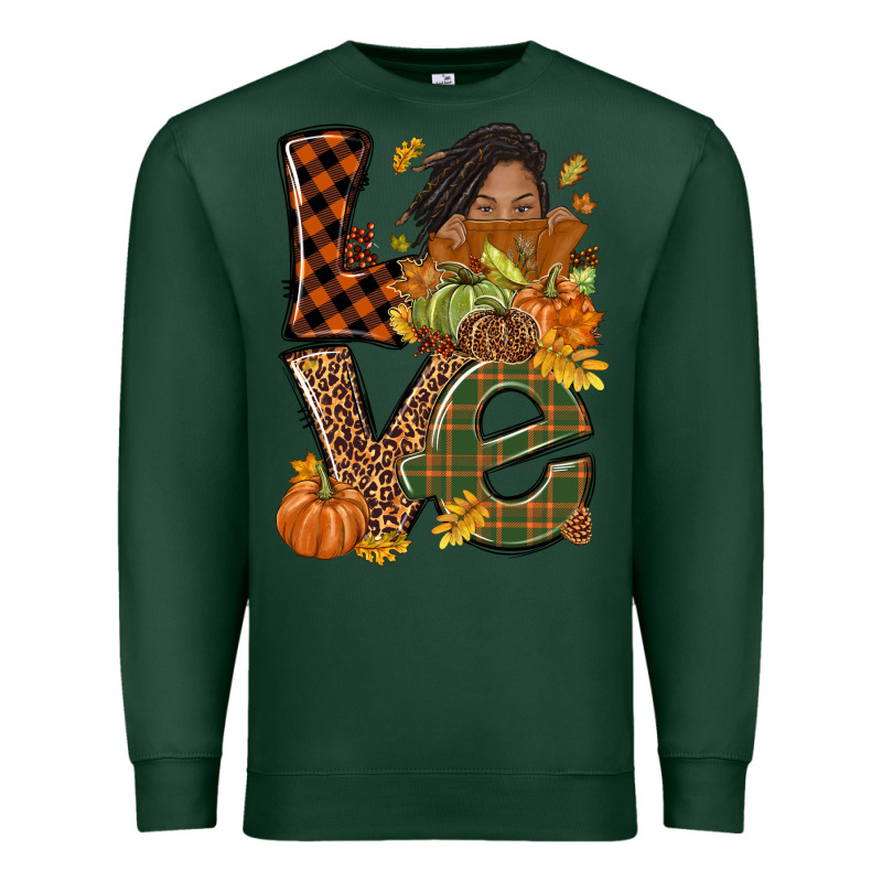 Love Fall With Afro Woman Premium Sweatshirt by NancyCooperArtShop | Teevron