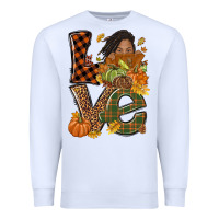 White Love Fall with afro woman Premium Sweatshirt - NancyCooperArtShop