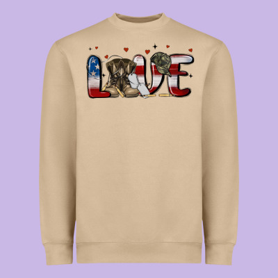 Love Army Heavyweight Sweatshirt Designed By Maliassmallbusiness