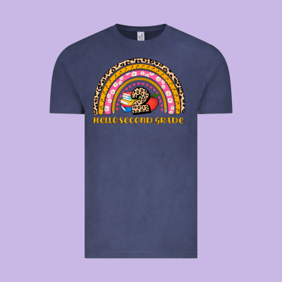 Back To School Rainbow Hello Second Grade Vintage Tee Designed By Adodesignshop