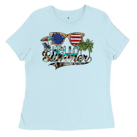 Baby Blue hello summer Ladies Tee - SublimationCraftShop