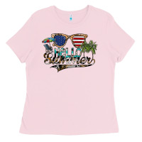 Bubblegum Pink hello summer Ladies Tee - SublimationCraftShop