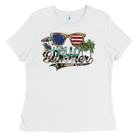 White hello summer Ladies Tee - SublimationCraftShop