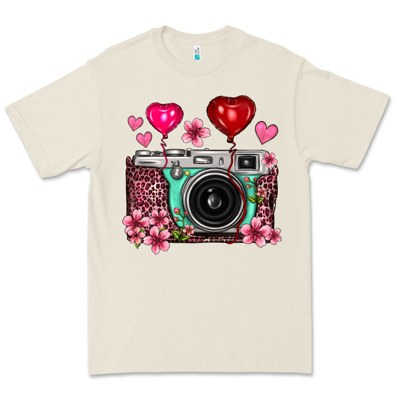 Floral Heart Pink Leopard Vintage Camera Premium Tee by FaDigitalArtStudio | Teevron