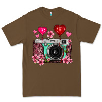 Cacao floral heart pink leopard vintage camera Premium Tee - FaDigitalArtStudio