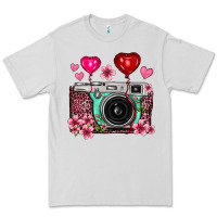 Dove Grey floral heart pink leopard vintage camera Premium Tee - FaDigitalArtStudio