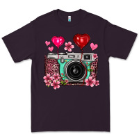 Plum floral heart pink leopard vintage camera Premium Tee - FaDigitalArtStudio