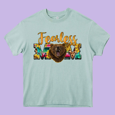 Fearless Mom Bear Heavy Core Tee Designed By Barkaloodesign